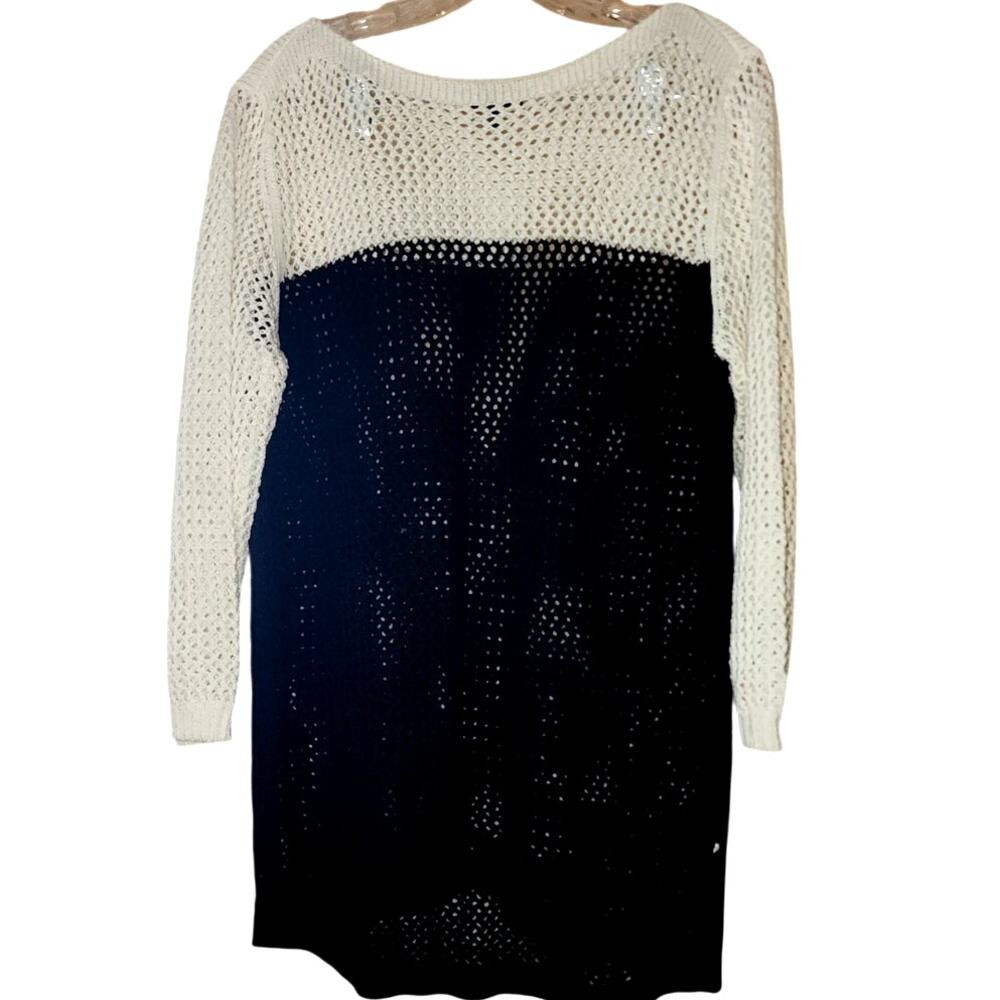 Apt. 9 Black White Open Knit Knee Length Beach Pool Cover Up Size Large